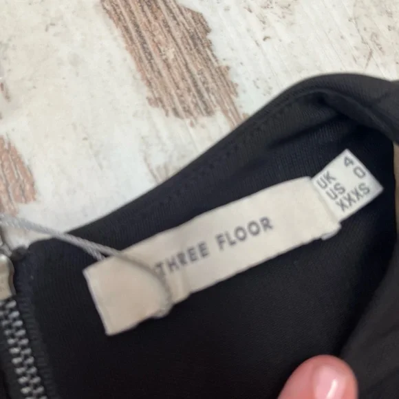 Three Floor Black Embellished Mesh Halter Dress Size 0 XXS Zip Back NWT - Picture 5 of 16